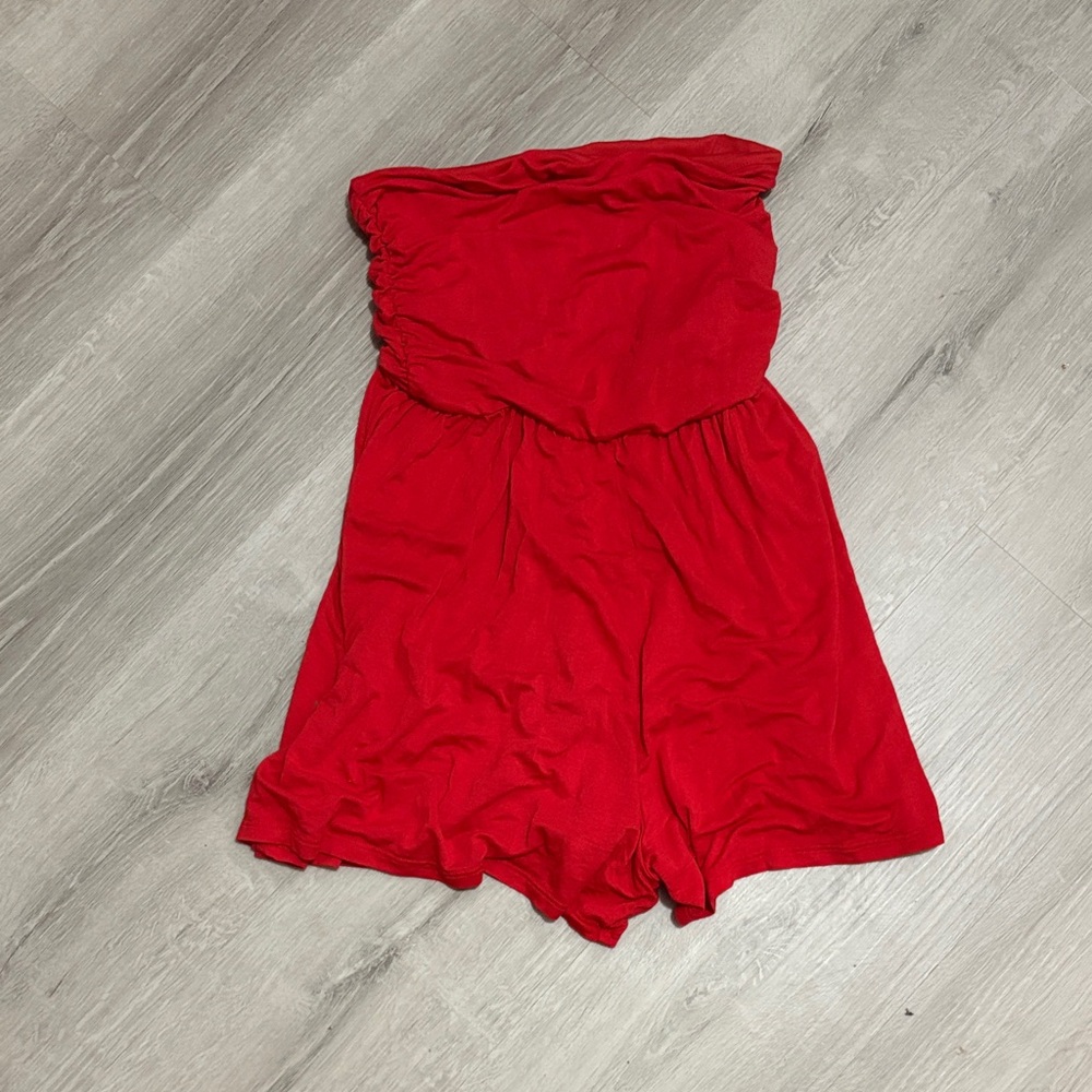 No Boundaries Red Strapless Romper